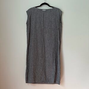 Fog Linen Work Linen Black White Gingham Plaid Check Tunic Dress Yumiko Sekine S